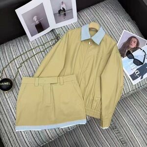 Miu Miu khaki-colored jacket and skirt set